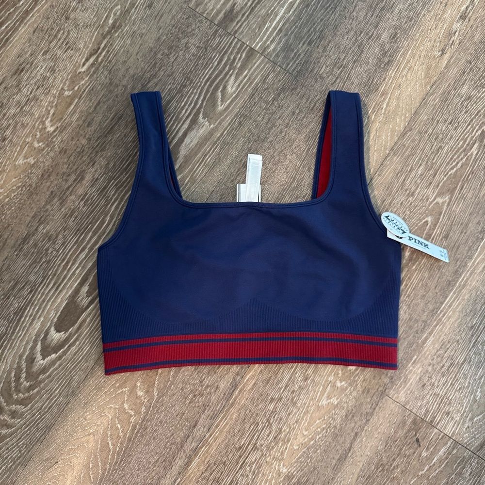PINK Victoria's Secret Navy and Red Sports Bra